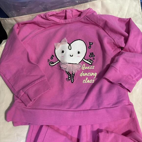 Guess Dancing Class Sweat Set 18months Pink Ballerina Lace Adorable - Picture 1 of 9